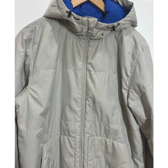 Nike Men M Puffer Jacket Gray Blue Hooded Pockets Rear Pocket Performance Active - Picture 2 of 8